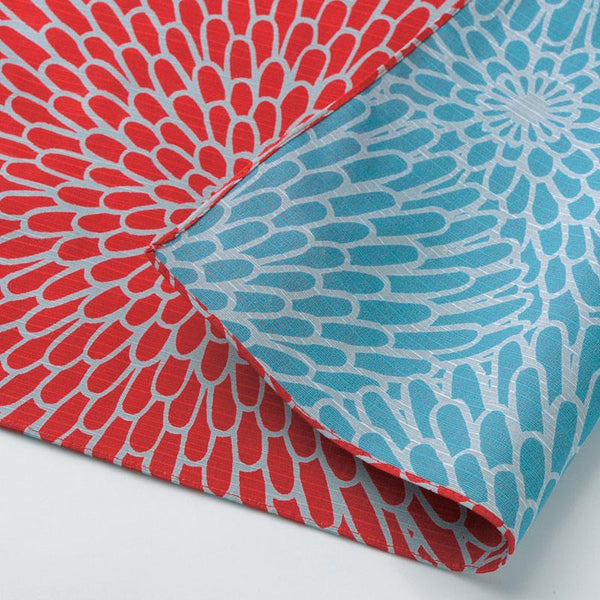 furoshiki chrysanthème rouge et bleu - Tissu Japonais | Moshi Moshi