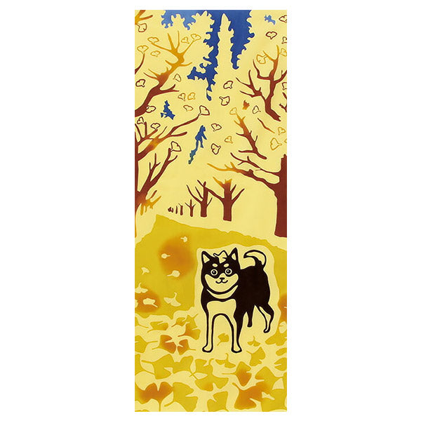 Tenugui Shiba Inu Gingko - Made in Japan | Moshi Moshi Paris