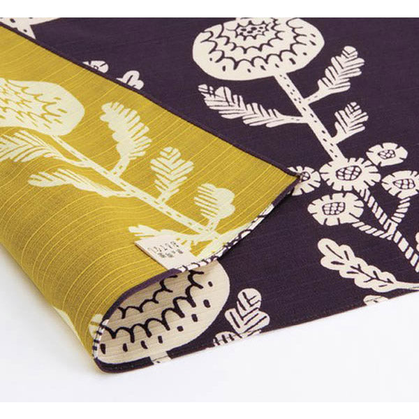 Furoshiki Réversible - Chrysanthème Violet & Vert | Moshi Moshi Paris