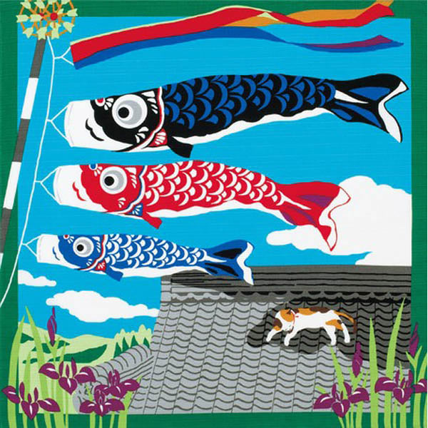 Furoshiki Chat Koinobori - Made in Japan | Moshi Moshi Paris