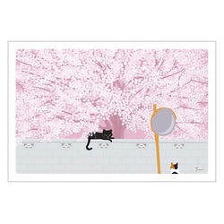 Carte Postale Chat Sakura - Sous les Cerisiers | Moshi Moshi Paris 