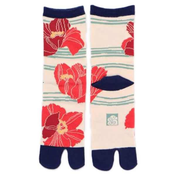 Chaussette Tabi Fleur- Red Flower | Moshi Moshi Boutique Paris 