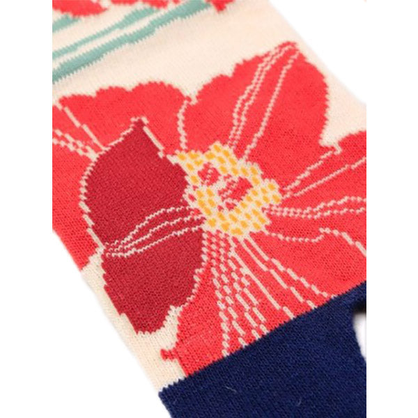 Chaussette Tabi Fleur- Red Flower | Moshi Moshi Boutique Paris 