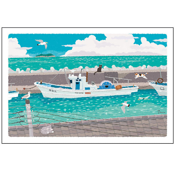 Carte Postale Chat - La Mer et les Mouettes | Moshi Moshi Paris Japan