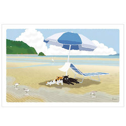 Carte Postale Chat - A la Plage | Moshi Moshi Paris Papeterie
