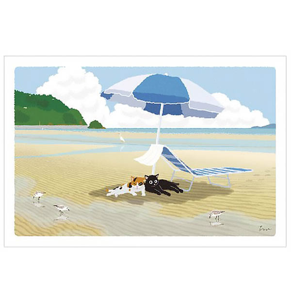 Carte Postale Chat - A la Plage | Moshi Moshi Paris Papeterie