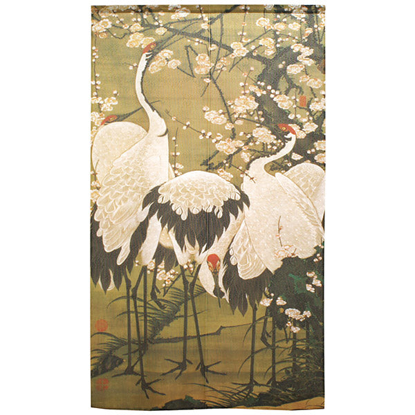 Noren Fleurs de Prunier et Grues - Ito Jakuchu | Moshi Moshi Paris