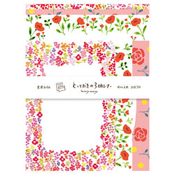 Papier Lettre Kimika - Red Flowers | Moshi Moshi Papeterie Japonaise