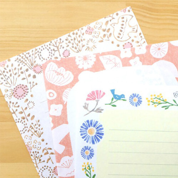 Papier Lettre Kimika - Orange Flowers | Moshi Moshi Papeterie Kawaii