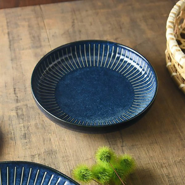 Assiette Plate Tokusa - Bleu Indigo | Moshi Moshi Paris Japan