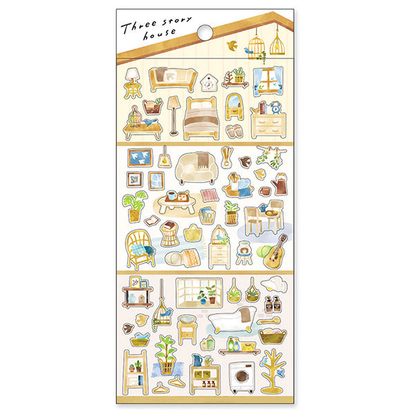 Stickers Three Story House - Natural | Moshi Moshi Paris Japan