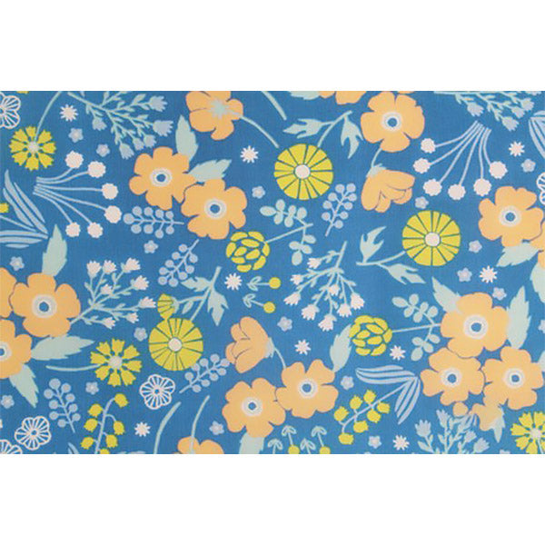 Tissu Japonais - Kavely Bleu Fleur | Moshi Moshi Paris