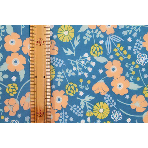 Tissu Japonais - Kavely Bleu Fleur | Moshi Moshi Paris