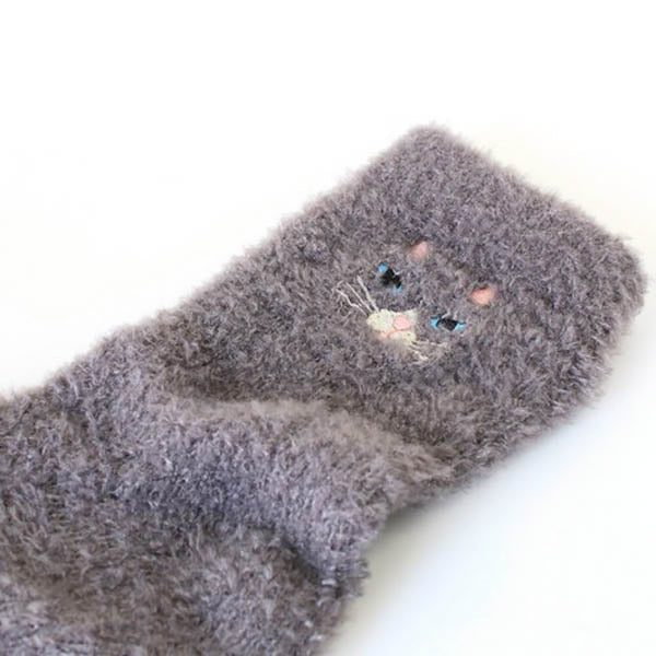 Chaussette D'Intérieur - Mikki Chat Gris | Moshi Moshi Paris Japon