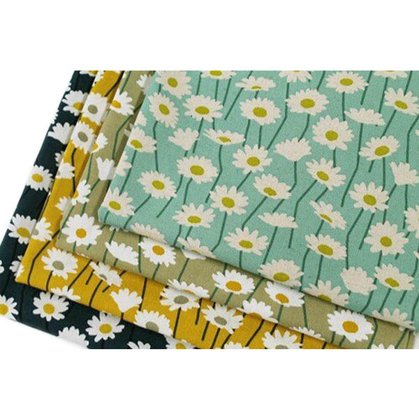 Tissu Japonais Marguerite - Vert, 50x50cm