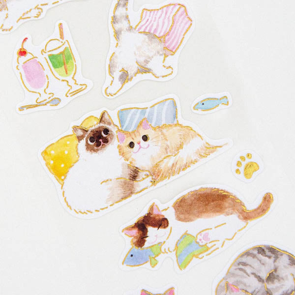 Stickers Chat Peace - Feuille D'Or | Moshi Moshi Papeterie Japonaise