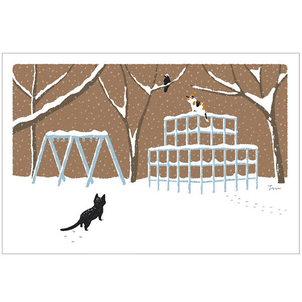 Carte Postale Chat - Snow Gym | Moshi Moshi Papeterie Japonaise