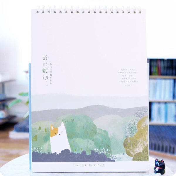 Carnet Sketch Book Chat, Kawaii Arbre | Moshi Moshi Papeterie Paris