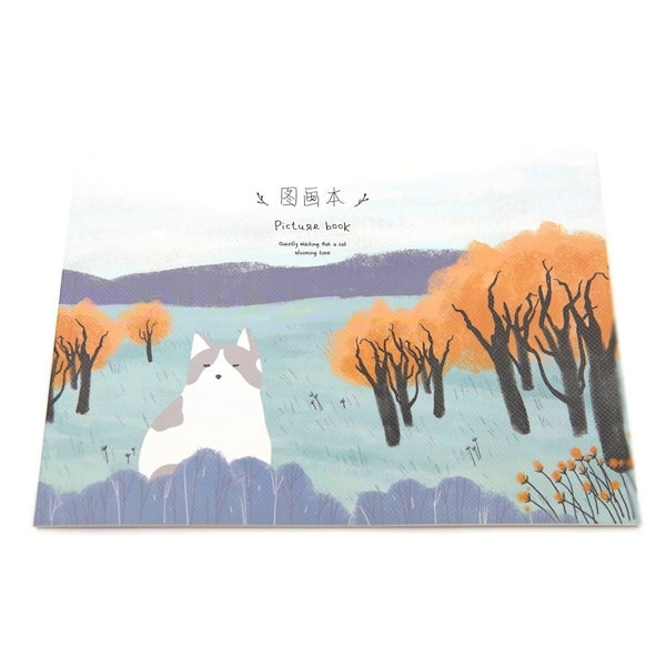 sketch book automne chat - kawaii et design