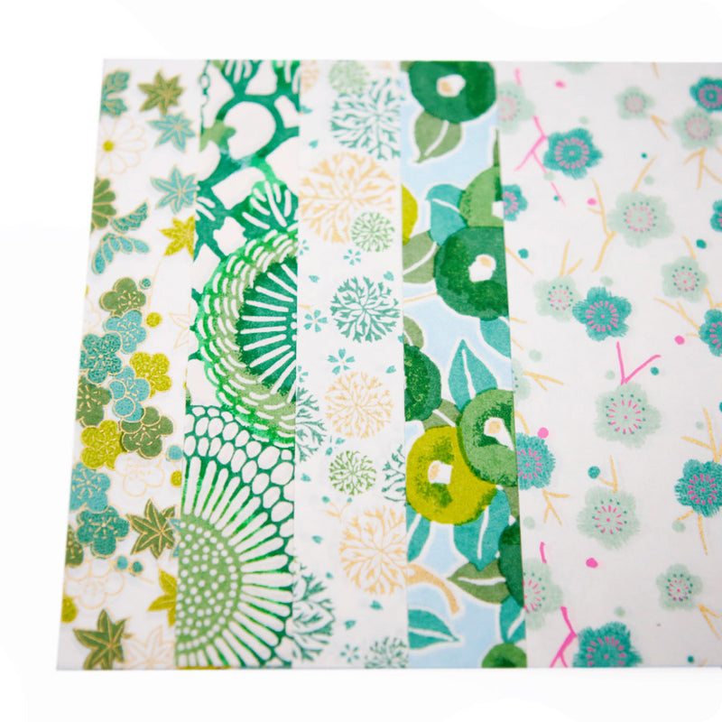 Papier Origami Japonais - Washi, Fleur Verte | Moshi Moshi Paris