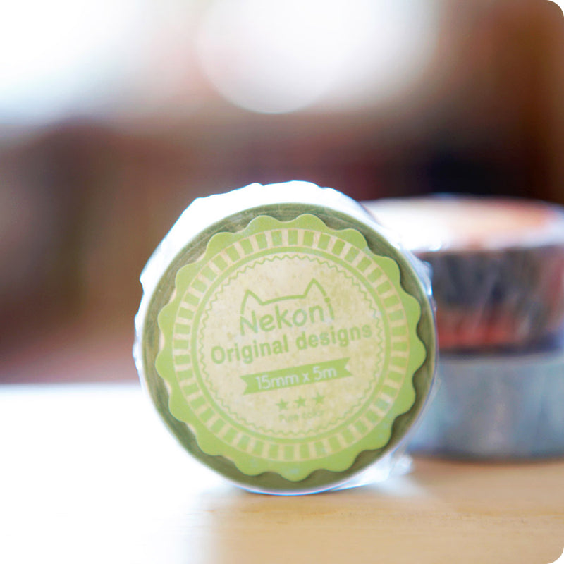Masking Tape Washi  Nekoni Vert | Moshi Moshi Paris
