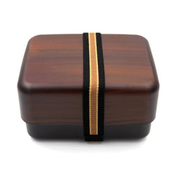Grande boite lunch box marron, effet bois. Design et épuré, Japon