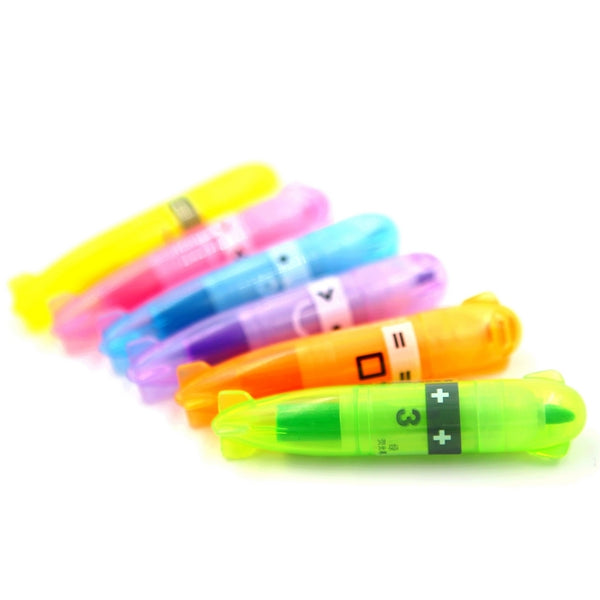 surligneur kawaii, kit de 6 couleurs, dessin expression yeux sur le capuchon