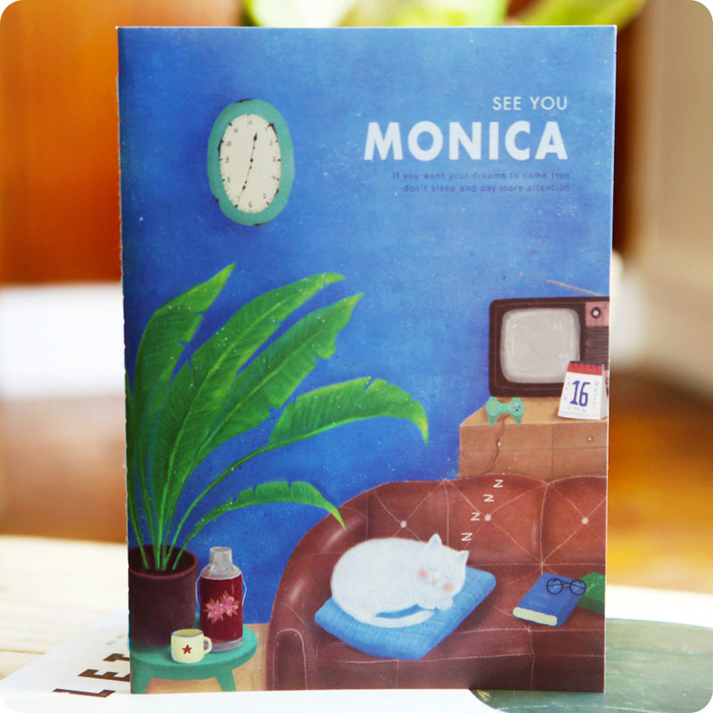 Cahier, notebook Kawaii Chat - Monica blue | Moshi Moshi Paris