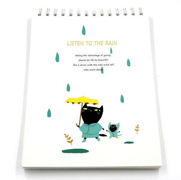 sketch book - carnet à dessin kawai chat - rain