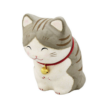 Figurine Chat Gris Papier mâché japonais - Moshi Moshi