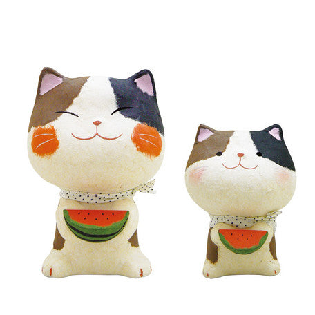 Figurine Papier Mâché - Chat Pastèque | Moshi Moshi Paris