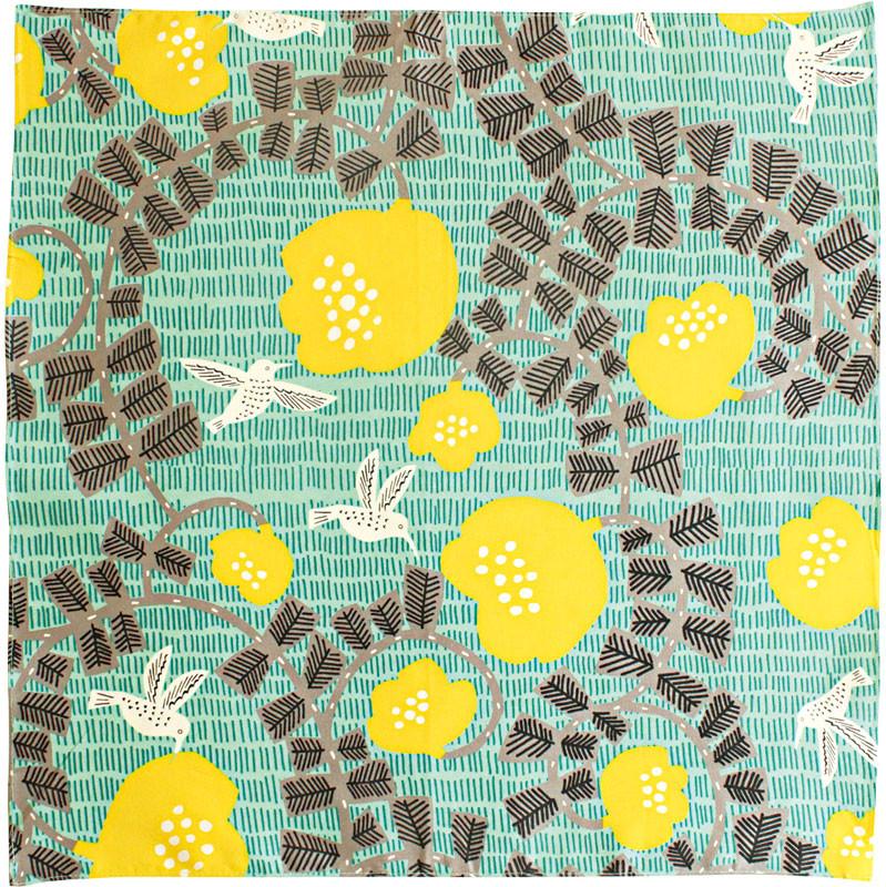 furoshiki oiseau colibri - champs de coquelicot jaune | Moshi Moshi