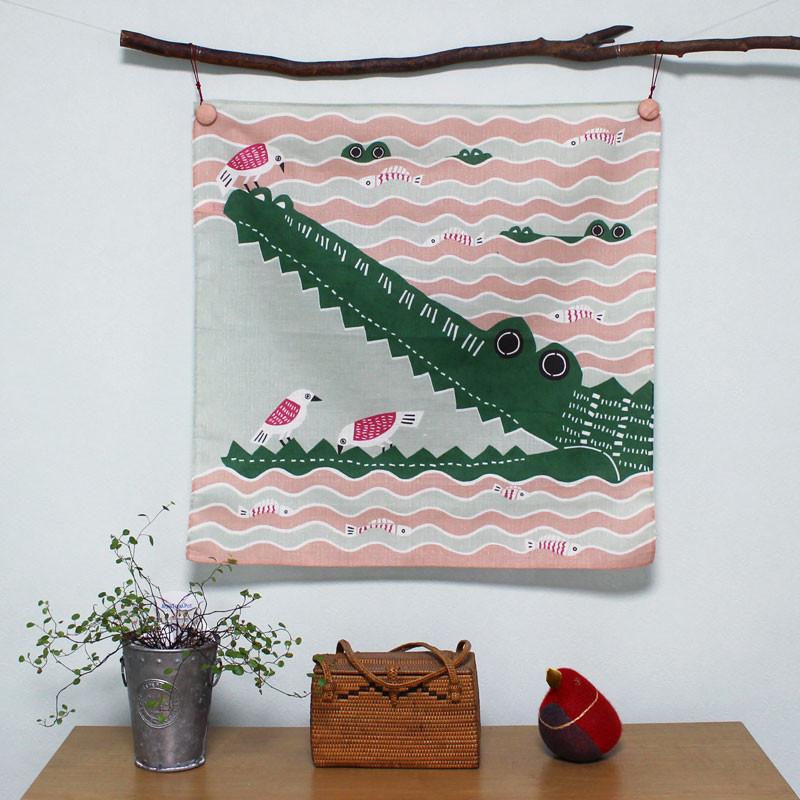 Furoshiki, tissu emballage cadeau, Kata Kata Crocodile rose | Moshi Moshi