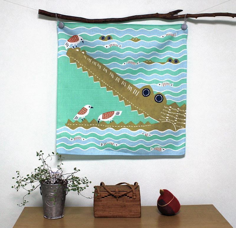 Furoshiki, tissu emballage cadeau, Kata Kata Crocodile Vert | Moshi Moshi