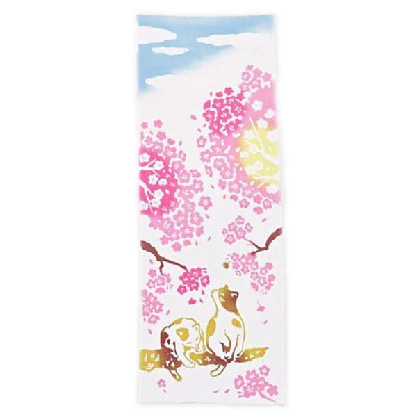 Tenugui Chat Sakura - Tissu Japonais Déco | Moshi Moshi Paris
